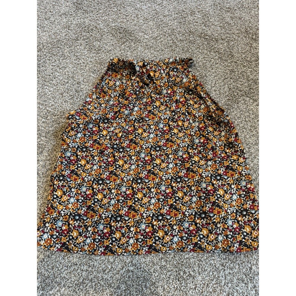 Shein Small Black Floral Print Neck Collar Halter Top Sleevess